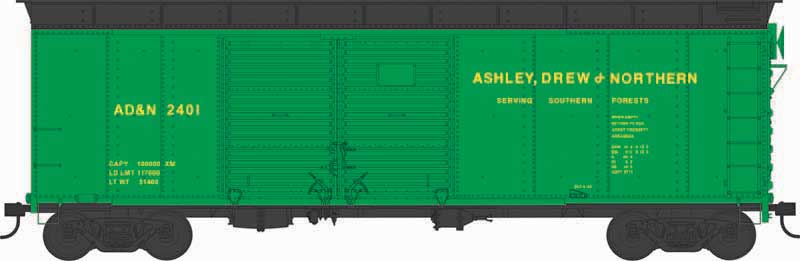 HO Scale Bowser X31 Double-Door Round Flush Roof Boxcar Ashley Drew & Northern