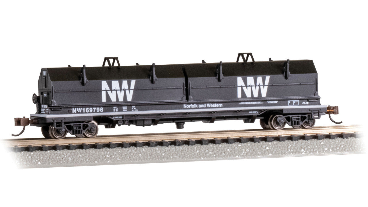 N Bachmann Silver Series 55' Steel Coil Car w/ Angled Hood Norfolk & Western #169796